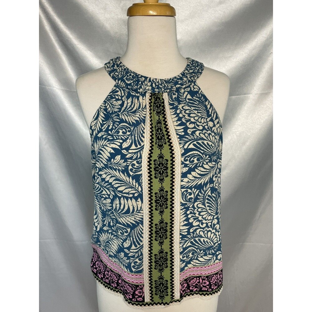 LOFT Blouse Women's Small  Floral Print High Neck Sleeveless BOHO